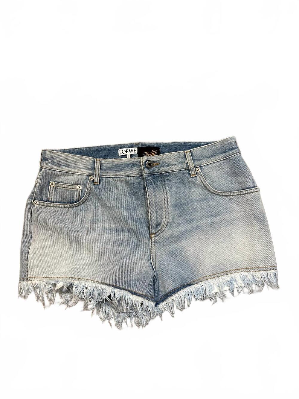 NEW LOEWE pre-loved women's anagram short in washed blue